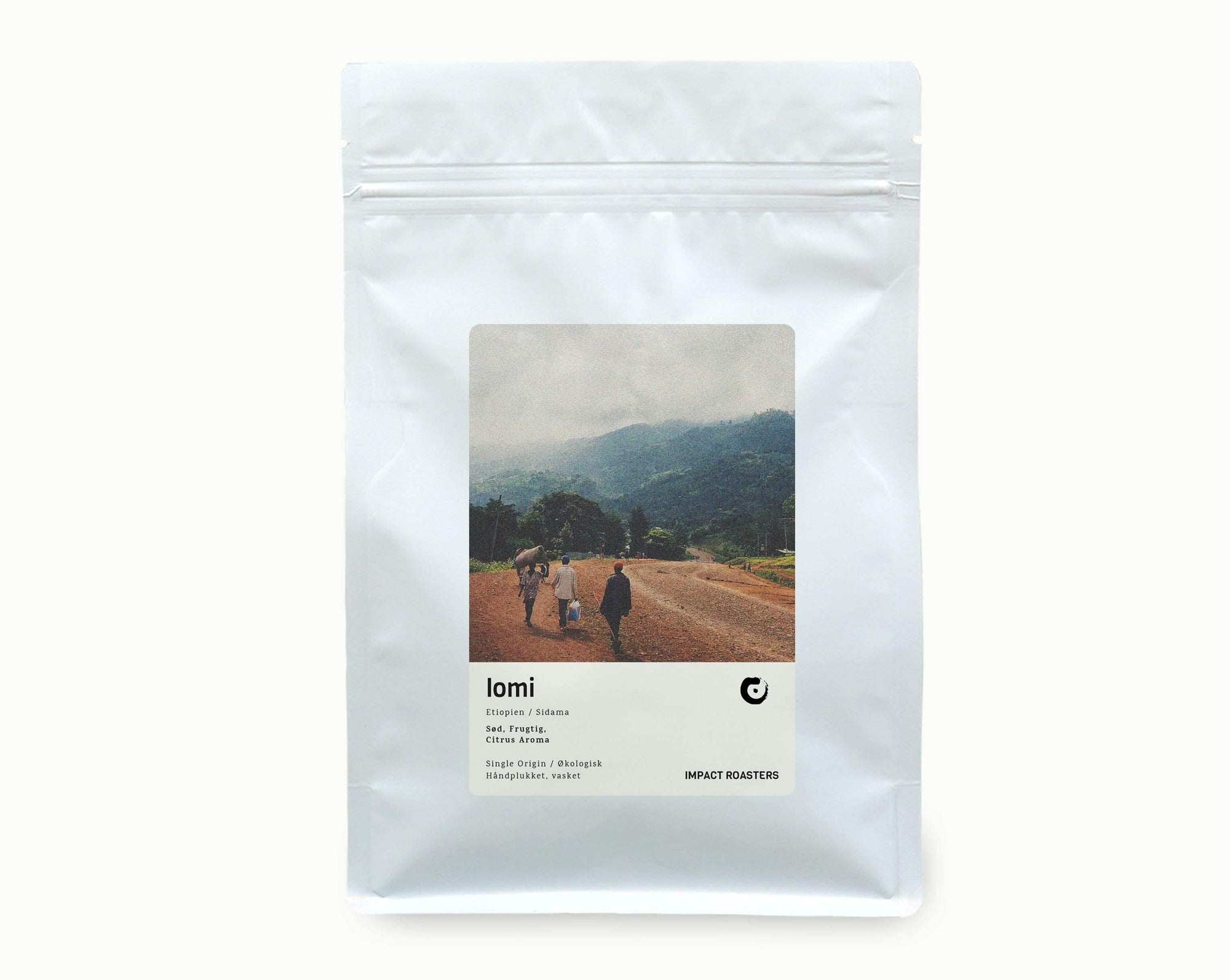 Lomi bag of organic Ethiopian coffee beans from Sidama region